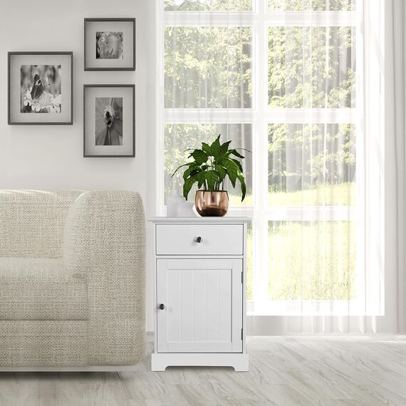 Yaheetech 2er Set Nachttisch Nachtschrank Nachtkommode mit Schublade und verstellbarem Einlegeboden Boxspringbett Beistelltisch Sofatisch für Schlafzimmer/Wohnzimmer, Weiß