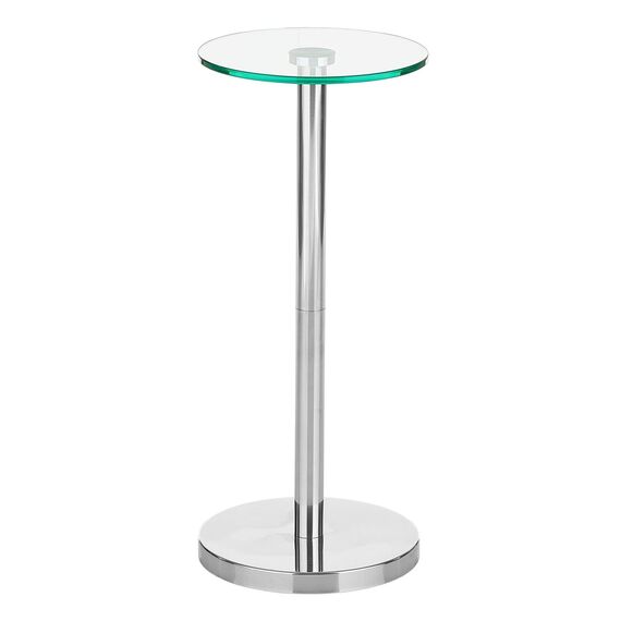 mDesign kleiner Beistelltisch aus Metall und Glas – stilvoller Glastisch fürs Wohnzimmer – Minimalistischer Couchtisch mit modischem Design – klar/chrom