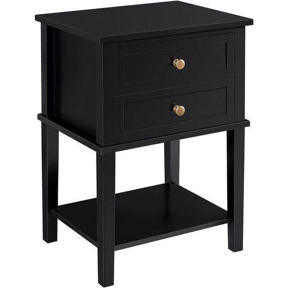 Yaheetech Nachttisch, Nachtkommode, Beistelltisch mit Schubladen und Ablage, Nachtschrank, Schlafzimmer, Wohnzimmer, einfacher Aufbau, Holz, Nordisch-Design, Schwarz