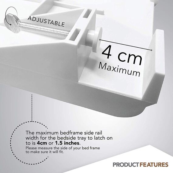 Nachttisch für Bett - College Schlafsaal Zimmer Clip On mit Getränkehalter & Schnurhalter Studenten Etagenbett Regal obere Etage Kinder Schlafzimmer (Kunststoff, weiß)