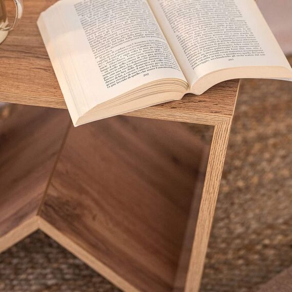 MOBILI FIVER, Emma Couchtisch, rustikale Eiche, Made In Italy