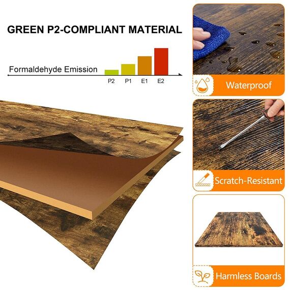 Yaheetech Nachttisch Beistelltisch mit 3 Holzablagen Stabiles X-Form Couchtisch Sofatisch Industrie-Design Nachttisch für Schlafzimmer/Wohnzimmer Vintage, Dunkelbraun