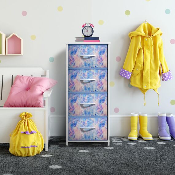 Sorbus Kommoden-Aufbewahrungsturm, Organizer-Schubladen für Schrank, Jungen- und Mädchen-Schlafzimmer, Nachttischmöbel, Batikstoffbehälter (4 Schubladen, pastellfarbene Batikfärbung)