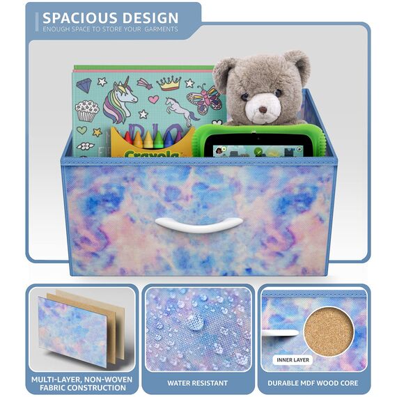 Sorbus Kommoden-Aufbewahrungsturm, Organizer-Schubladen für Schrank, Jungen- und Mädchen-Schlafzimmer, Nachttischmöbel, Batikstoffbehälter (4 Schubladen, pastellfarbene Batikfärbung)