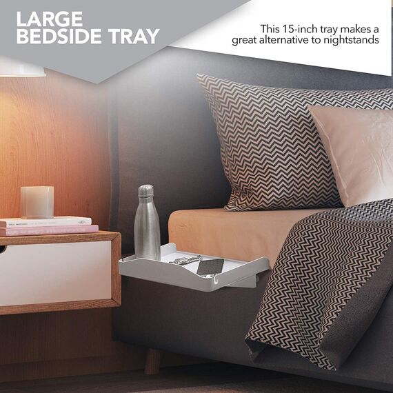 Nachttisch für Bett - College Schlafsaal Zimmer Clip On mit Getränkehalter & Schnurhalter Studenten Etagenbett Regal obere Etage Kinder Schlafzimmer (Kunststoff, weiß)