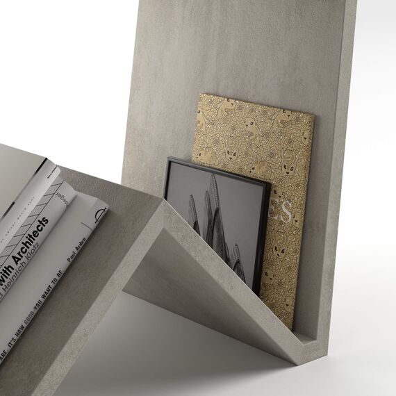 MOBILI FIVER, Emma Couchtisch, Grauer Beton, Made In Italy