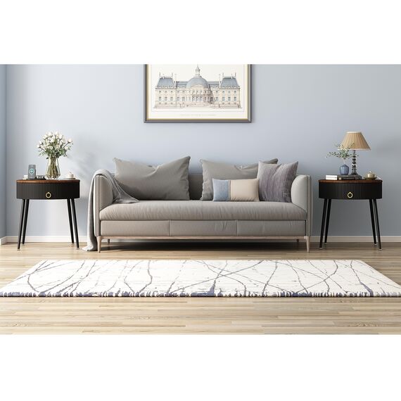 OIOG Beistelltische 2er-Set, runder Nachttisch mit Schublade, moderner Nachttisch für kleinen Raum, Wohnzimmer, Schlafzimmer, Büro, Wohnheim, rustikales Braun und Schwarz