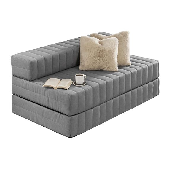Traumnacht Doppelgästematratze / Schlafsofa, 3-Sitzer Gästesofa mit Schlaffunktion, Liegefläche ca. 140 x200 cm, grau