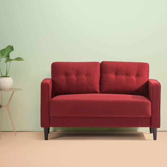 Zinus Mikhail Mid-Century Polster 134 cm Sofa, Rubinrot Weave