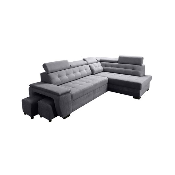 Robin Inspire Grand Ecksofa mit Schlaffunktion Bettkasten Kopfstützen Relaxfunktion 2 Hocker Sofa L-Form Schlafsofa Freistehende Eckcouch Schlafcouch Wohnzimmermöbel Wohnlandschaft Rechts Anthracite