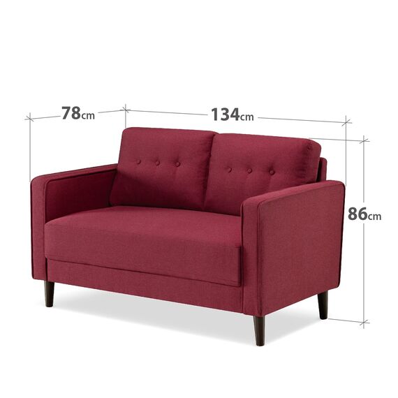 Zinus Mikhail Mid-Century Polster 134 cm Sofa, Rubinrot Weave