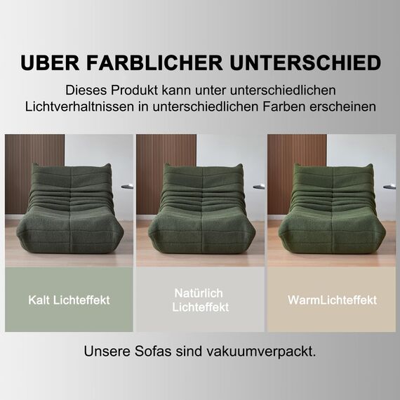 okwish Sitzsack Sofa Bodensofa, Bodenstuhl mit Rückenlehne, Lesesessel Bequem XXL, Lazy Sofa, Bean Bag Chair für Schlafzimmer Wohnzimmer, Liegesessel Grün