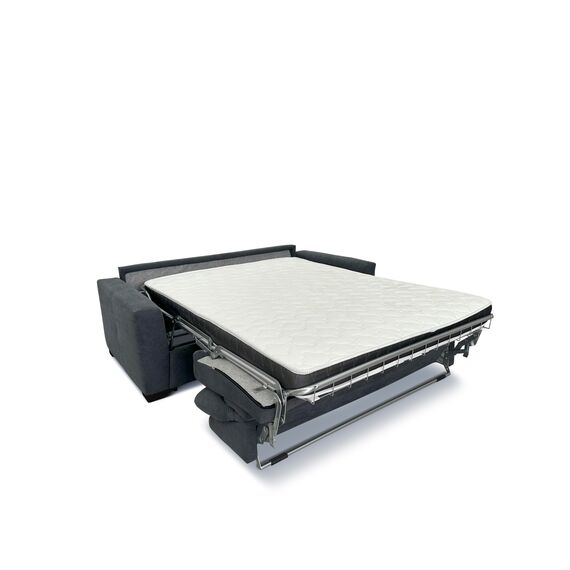 fornera f60 Sofa mit Schlaffunktion - 3 Sitzer Schlafsofa und Klappsofa mit hochwertiger Kaltschaummatratze & CATAS Bettgestell - Schlafcouch mit Bettfunktion grau