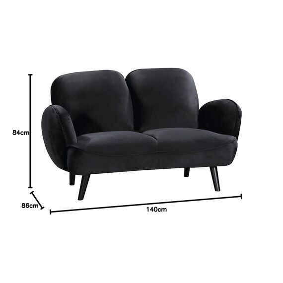Atlantic Home Collection BEN, 2-Sitzer Sofa, Samt, schwarz