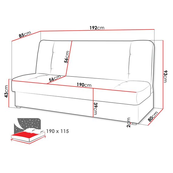 Mirjan24 Schlafsofa mit Bettkasten Hortens, Sofa mit Schlaffunktion, Polstersofa, Bettsofa, Couch, Bettfunktion, Couchgarnitur, Dauerschläfer-Sofa (Lawa 05)