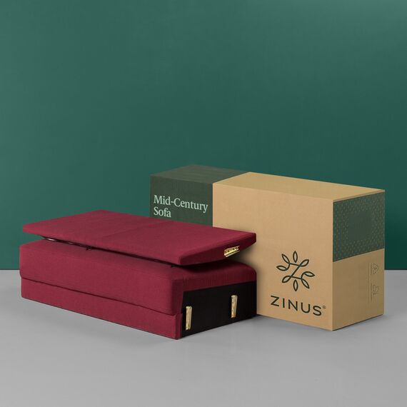 Zinus Mikhail Mid-Century Polster 134 cm Sofa, Rubinrot Weave