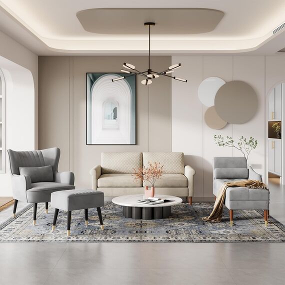 Vesgantti Velvet Chaiselongue, Indoor Lounge Sofa mit linker Armlehne und Lendenkissen, Recamiere für Wohnzimmer, Schlafzimmer und Büro, Samt Loungesessel 149.5 x 54 x 76CM