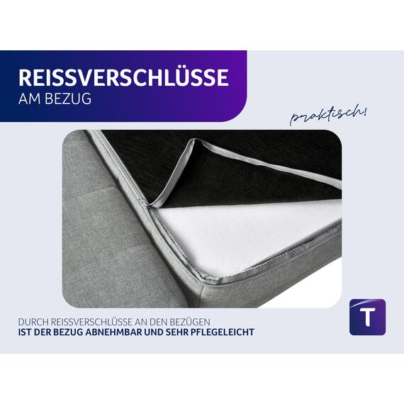 Traumnacht Doppelgästematratze / Schlafsofa, 3-Sitzer Gästesofa mit Schlaffunktion, Liegefläche ca. 140 x200 cm, grau