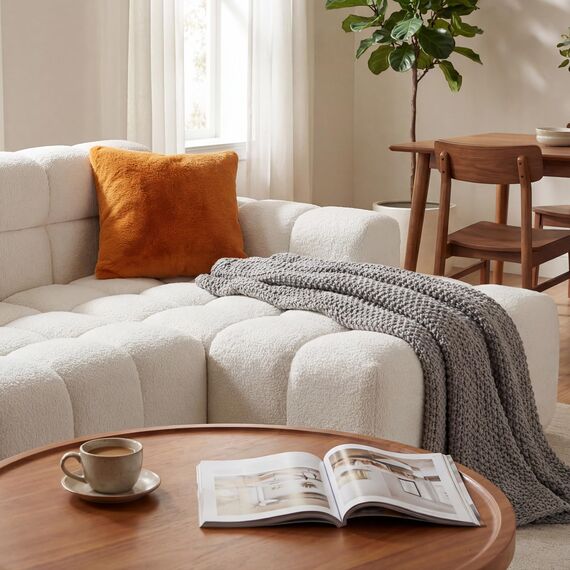 okwish Modulares Sofa in Weiß – Modernes 3-Sitzer Ecksofa mit Chaiselongue, Polstersofa für Wohnzimmer & Büro