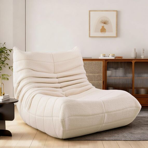 okwish Sitzsack Sofa Bodensofa, Bodenstuhl mit Rückenlehne, Lesesessel Bequem XXL, Lazy Sofa, Bean Bag Chair für Schlafzimmer Wohnzimmer, Liegesessel Beige