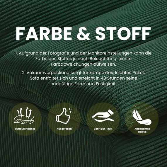 okwish Sitzsack Sofa Mit Fußhocker Sofa aus Grün Cordstoff