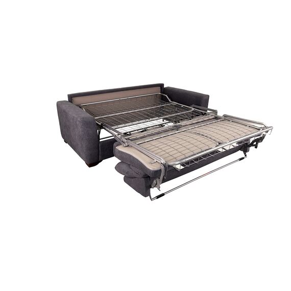 fornera f60 Sofa mit Schlaffunktion - 3 Sitzer Schlafsofa und Klappsofa mit hochwertiger Kaltschaummatratze & CATAS Bettgestell - Schlafcouch mit Bettfunktion grau