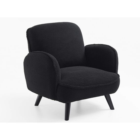 Armlehnensessel BEN, Samt, Schafwollimitat, weiß