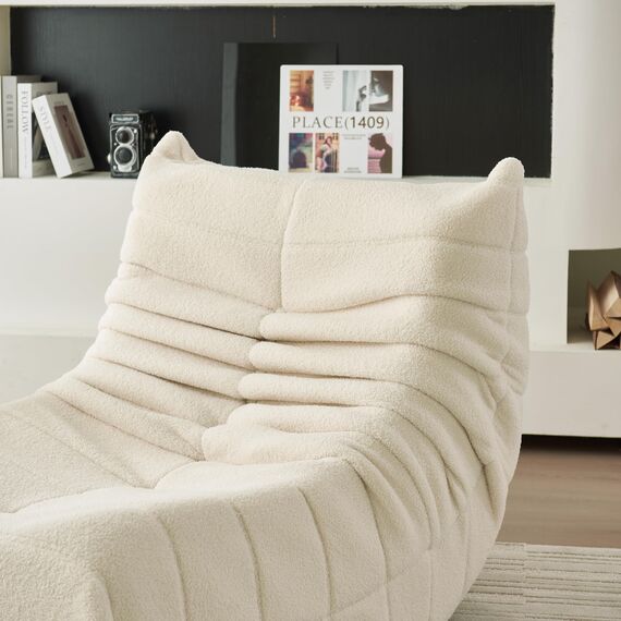 okwish Sitzsack Sofa Bodensofa, Bodenstuhl mit Rückenlehne, Lesesessel Bequem XXL, Lazy Sofa, Bean Bag Chair für Schlafzimmer Wohnzimmer, Liegesessel Beige