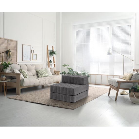 Traumnacht Sessel/Gästematratze mit hochwertig verstepptem Sawana-Bezug, Bezug abnehmbar, waschbar, Liegefläche 70x200, grau, produziert nach deutschem Qualitätsstandard