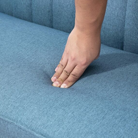 HOMCOM Sofa 2 Sitzer Couch, Kleine Loveseat mit Leinen-Optik Modern Polstersofa für Wohnzimmer, Schlafzimmer, kleinen Raum, Blau 117 x 56,5 x 77 cm