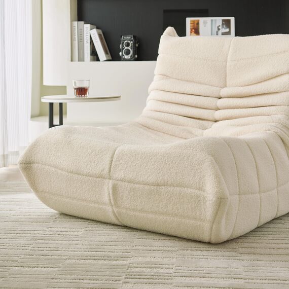 okwish Sitzsack Sofa Bodensofa, Bodenstuhl mit Rückenlehne, Lesesessel Bequem XXL, Lazy Sofa, Bean Bag Chair für Schlafzimmer Wohnzimmer, Liegesessel Beige
