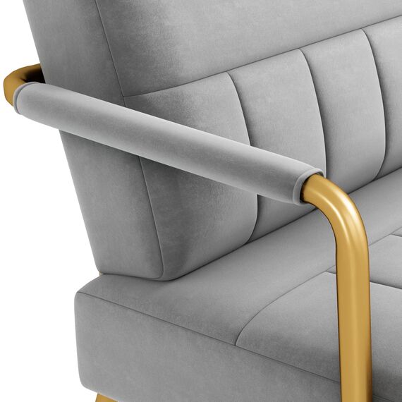 Yaheetech Polstersofa mit Armlehnen & Beine aus Metall Modernes Zweisitzer-Sofa mit 2 Lendenkissen Loveseat fürs Wohnzimmer/Schlafzimmer