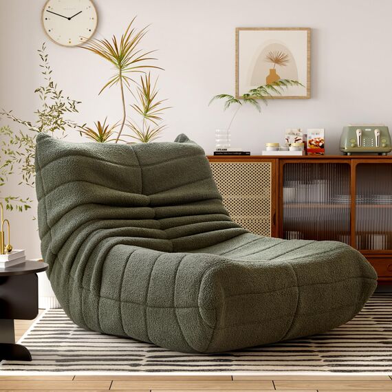 okwish Sitzsack Sofa Bodensofa, Bodenstuhl mit Rückenlehne, Lesesessel Bequem XXL, Lazy Sofa, Bean Bag Chair für Schlafzimmer Wohnzimmer, Liegesessel Grün