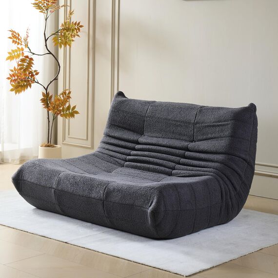 okwish Doppel Schlafsofas Relaxsessel mit Rückenlehne, Lazy Sofa, Indoor-Sitzkissen, Faltbarer Meditationsstuhl, geeignet für Schlafzimmer, Wohnzimmer, Grau