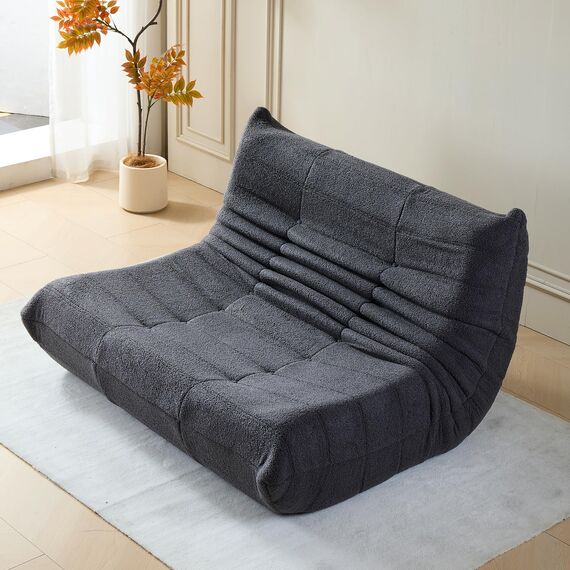 okwish Doppel Schlafsofas Relaxsessel mit Rückenlehne, Lazy Sofa, Indoor-Sitzkissen, Faltbarer Meditationsstuhl, geeignet für Schlafzimmer, Wohnzimmer, Grau