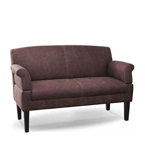 CAVADORE 2-Sitzer Küchensofa Malm, Sitzbank für Küche oder Esszimmer in Lederoptik, Inkl. Armteilverstellung, Federkern und moderner Kontrastnaht, 152 x 97 x 78, Mikrofaser: braun