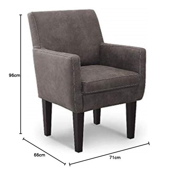 CAVADORE Diningsessel Malm / Polstersessel für Küche oder Esszimmer in Lederoptik / Mit Kontrastnaht / Passend zur Küchengarnitur Malm / 66 x 96 x 71 / Mikrofaser: grau