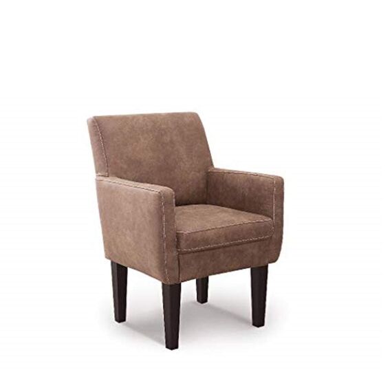 CAVADORE Diningsessel Malm / Polstersessel für Küche oder Esszimmer in Lederoptik / Mit Kontrastnaht / Passend zur Küchengarnitur Malm / 66 x 96 x 71 / Mikrofaser: hellbraun