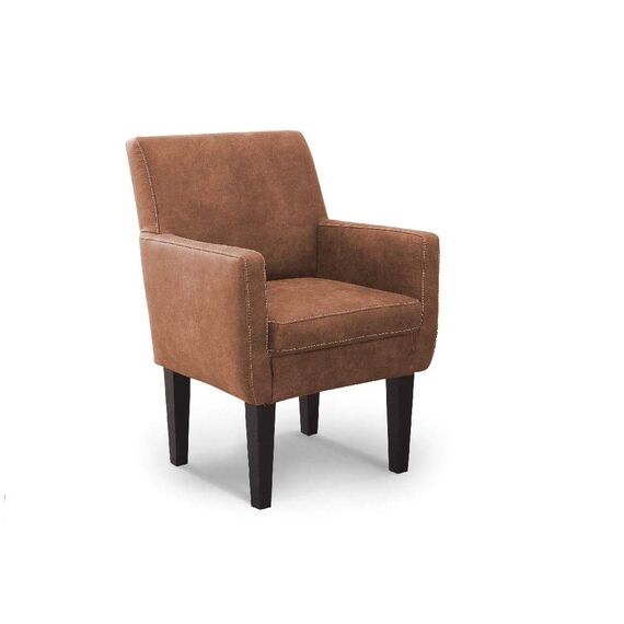 CAVADORE Diningsessel Malm / Polstersessel für Küche oder Esszimmer in Lederoptik / Mit Kontrastnaht / Passend zur Küchengarnitur Malm / 66 x 96 x 71 / Mikrofaser: cognac