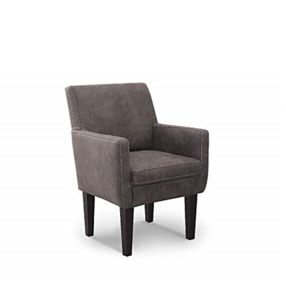 CAVADORE Diningsessel Malm / Polstersessel für Küche oder Esszimmer in Lederoptik / Mit Kontrastnaht / Passend zur Küchengarnitur Malm / 66 x 96 x 71 / Mikrofaser: grau