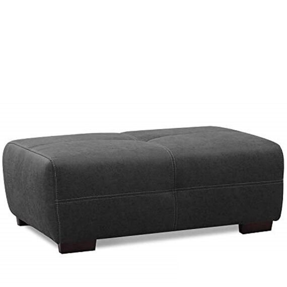 CAVADORE Hocker Mavericco / XXL-Fußbank, Sitzhocker, Polsterbank in Lederoptik / Modernes Design / Passend zu Big Sofa und Ecksofa Mavericco / 108 x 71 x 41 / Dunkelgrau