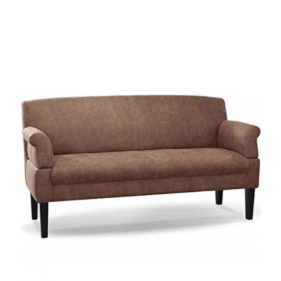 CAVADORE 3-Sitzer Küchensofa Malm, Sitzbank für Küche oder Esszimmer in Lederoptik, Inkl. Armteilverstellung, Federkern und moderner Kontrastnaht, 182 x 97 x 78, Mikrofaser: hellbraun