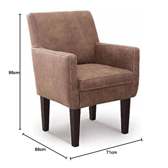 CAVADORE Diningsessel Malm / Polstersessel für Küche oder Esszimmer in Lederoptik / Mit Kontrastnaht / Passend zur Küchengarnitur Malm / 66 x 96 x 71 / Mikrofaser: hellbraun