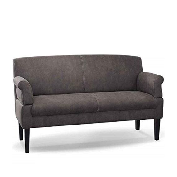 CAVADORE 3-Sitzer Küchensofa Malm, Sitzbank für Küche oder Esszimmer in Lederoptik, Inkl. Armteilverstellung, Federkern und moderner Kontrastnaht, 182 x 97 x 78, Mikrofaser: grau