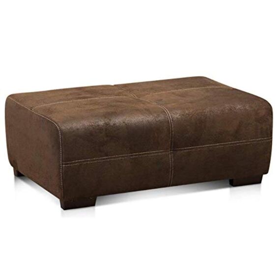 Cavadore 503 Polsterhocker Mavericco in Wildlederoptik / Sitzhocker / Sofahocker mit Steppung / Passend für Polsterserie Mavericco / Maße: 108 x 71 x 41 (B x H x T) / Farbe: Antik braun (Lederoptik)