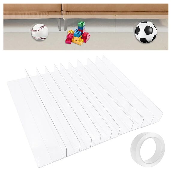 JReHuiG 10 Stück Spielzeugblocker für Sofa, Durchsichtiges Spielzeug Blockierbrett Unter Sofa, Lückenblocker Möbel, mit Starkem Nanoband, Spielzeugblocker für Couch und Bett (weiß transparent)