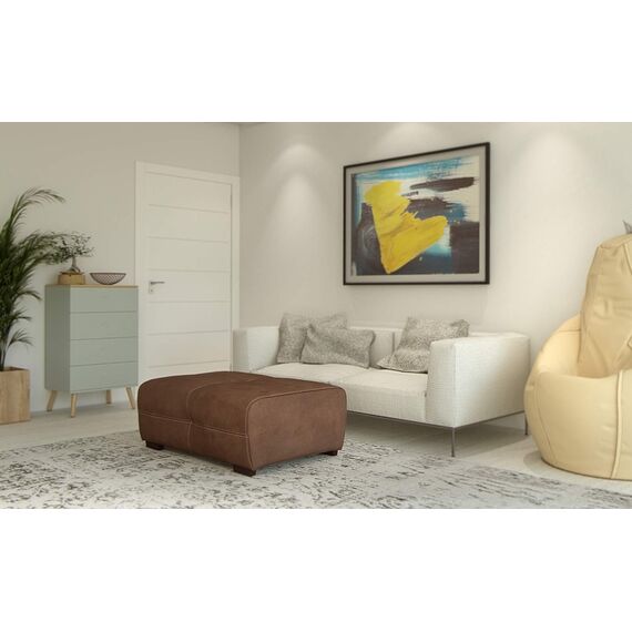 Cavadore Hocker Mavericco / XXL Sitzhocker im modernen Design / Mikrofaser / Passend zu Big Sofa und Ecksofa Mavericco / 108 x 71 x 41 cm (BxHXT) / Mikrofaser Braun