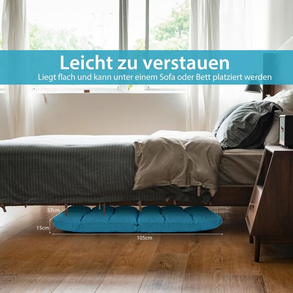 GOPLUS Bodenstuhl, Bodensofa mit Rückenlehne, Bodensessel mit Schlaffunktion, Floor Chair, Lazy Sofa, Meditationsstuhl für Wohnzimmer & Balkon (Türkis)