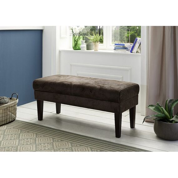 CAVADORE Sitzbank Malm / Polsterbank für Küche, Esszimmer oder Wohnküche in Lederoptik / Mit moderner Kontrastnaht / Passend zur Küchengarnitur Malm / 120 x 52 x 53/ Lederoptik: braun