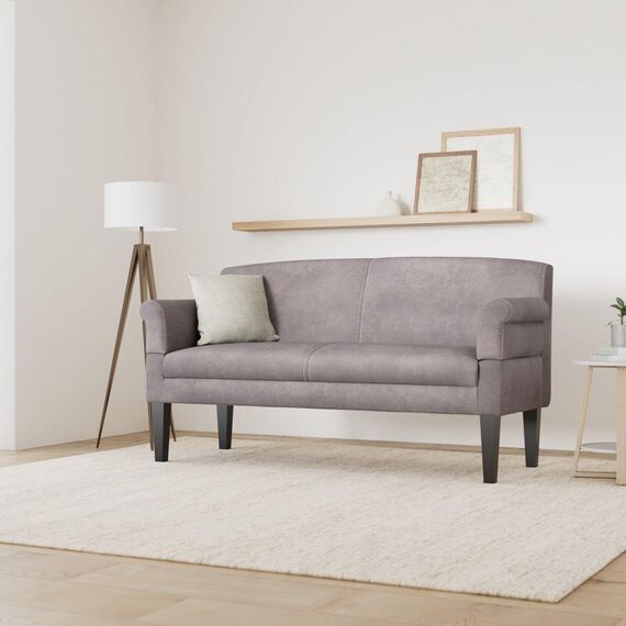 CAVADORE 3-Sitzer Küchensofa Malm, Sitzbank für Küche oder Esszimmer in Lederoptik, Inkl. Armteilverstellung, Federkern und moderner Kontrastnaht, 182 x 97 x 78, Mikrofaser: grau